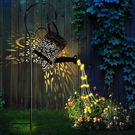 Lanterne solaire à LED pour arrosoir, étanche, décoration rétro en métal pour table de jardin, terrasse, cour, allée (avec support) (1/5)