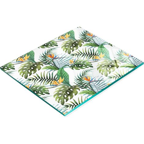 Tablero de vidrio elegante y resistente con estampado de flores tropicales, 60x52 cm.
