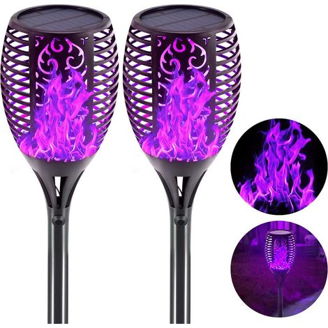 Lampes torches solaires à flamme vacillante, étanches IP65, allumage automatique crépuscule-aube (2 pcs, 109 cm) (1/5)