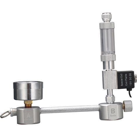 Kit generador de CO2 para acuarios de fabricación casera, hecho de aleación de aluminio, con contador de burbujas y válvula solenoide para plantas acuáticas. (1/5)