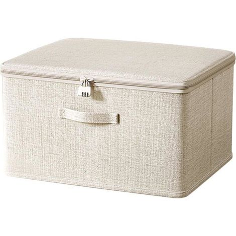 Boîte rangement tissu verrouillable – Avec couvercle – Pour vêtements, chambre – Pliable (1/5)