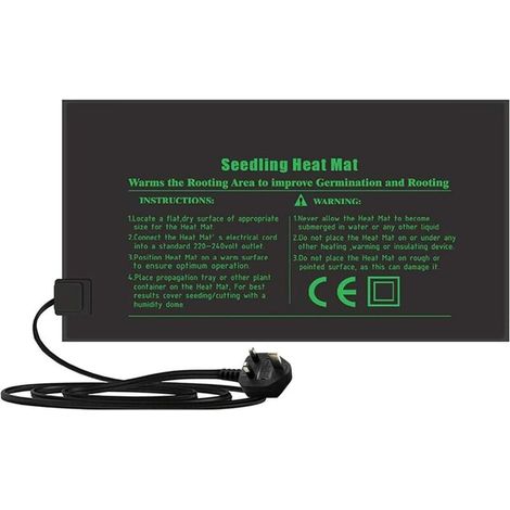 Electronique Tapis Chauffant 24x52cm, coussin de chauffage hydroponique imperméable pour l'usine de reptile de graine avec la protection contre la puissance sûre et durable CE certifié (1/5)
