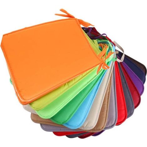 Set of 2/6/8 chair cushions with ties - 40 x 40 cm - dining room, garden and outdoor chair cushions (8 pieces, orange) (1/5)