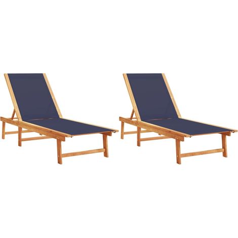 Maison Exclusive - Lettini Prendisole 2 pz Blu Legno Massello Acacia e Textilene