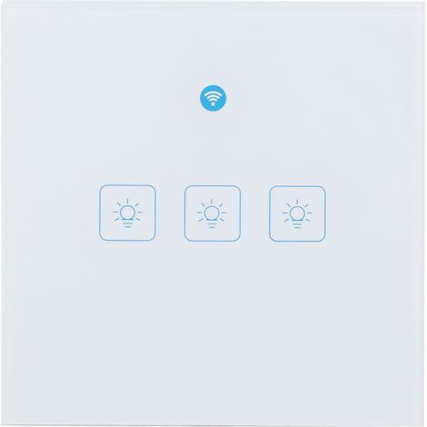 Interrupteur mural WiFi 3 voies Toivize tactile verre trempé carré 8,5cm (1/5)