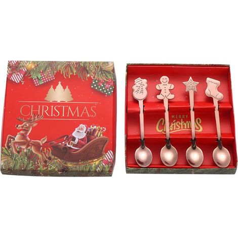 Lot de 4 petites cuillères à crème glacée en acier inoxydable sur le (1/5)