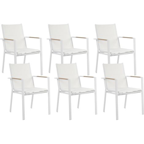 Gartenstuhl 6er Set BUSSETO Metall Weiß