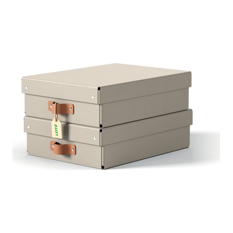 PACK 2 CAJAS DE ALMACENAMIENTO CARTÓN MEDIANA BAJA COLOR BEIGE LEITZ 61480012