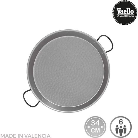Polierte Stahl-Paella für Induktion und Glaskeramik ø34cm (6 Personen). Vaello
