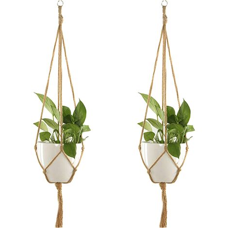 6Pce support de plante macramé vintage, panier en corde suspendu pour intérieur et extérieur (1/5)