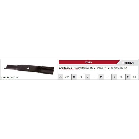 TORO tractor cortacésped cortacésped cuchilla ground master 117 R301029
