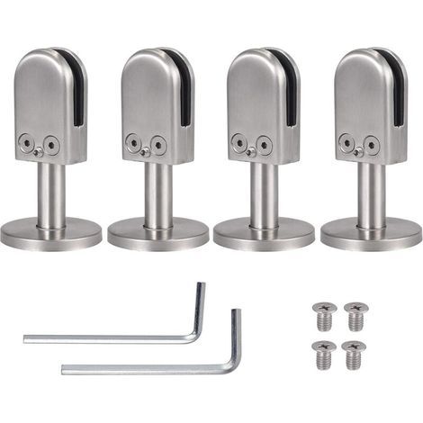 Support en Verre 4Pcs 6-8 mm avec Support de 40 mm pour Pinces en Verre pour Montage au Sol Supports de Tablette en Verre en Acier Inoxydable 304 pour Balustrade Rampe d'Escalier Main Courant (1/5)