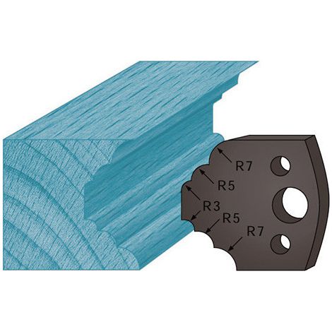 Diamwood Jeu de 2 contre-fers profilés Ht. 38 x 4 mm quart de rond et congé A21 pour porte-outils - 2 pièces - 38 mm - Épaisseur 4 mm - Entraxe des trous 24 mm, compatible avec CMT (1/2)