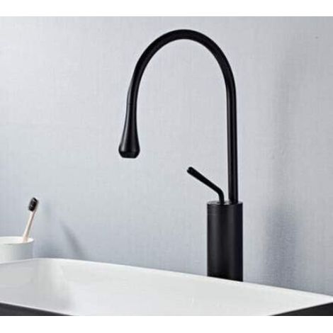 Robinet de cuisine monotrou, robinet chaud et froid, robinet mélangeur (noir haut) (1/3)