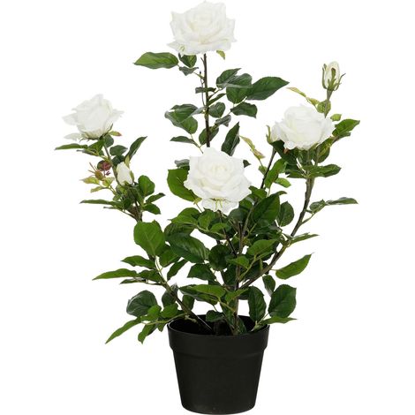 Mica Decorations Kunstpflanze Rose im Topf creme Ø 35 x 62 cm Pflanze