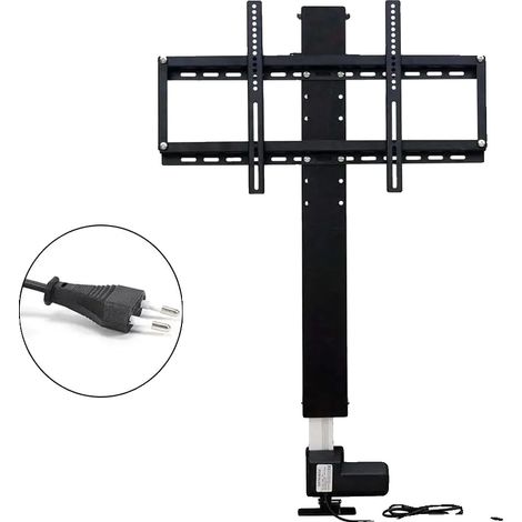 Sistema de elevación de TV, altura regulable, mando a distancia, color negro. (1/2)