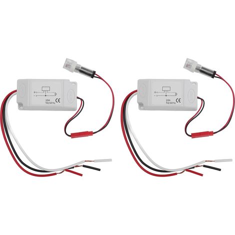 Lot de 2 interrupteurs de contrôle de lumière, interrupteur photoélectrique automatique du crépuscule à l'aube avec sonde pour lampadaire fluorescent à LED (DC24V) (1/5)