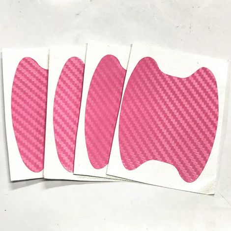 (Rose, lot de 4) Autocollants de portières de voiture en fibre de carbone anti-rayures, film de protection pour poignées de voiture, accessoires de style extérieur (1/4)