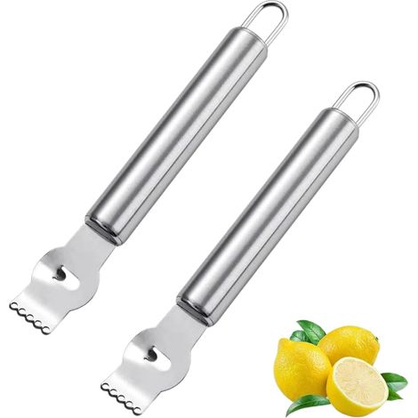 JSSEVN-2pcs Zesteur en Acier Inoxydable, Éplucheur d'Oranges et Citrons avec Crochet, Ustensile de Citron Zestes pour Agrumes,Cuisine et Pâtisserie (1/5)
