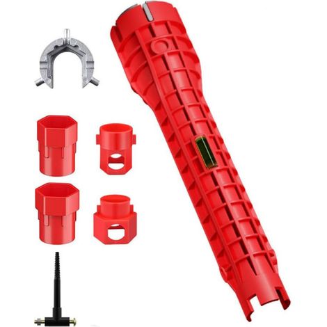 Juego de herramientas para instalación de fregaderos, llave multifuncional 14 en 1, ABS y aluminio, textura antideslizante, para cocina y baño. (1/5)