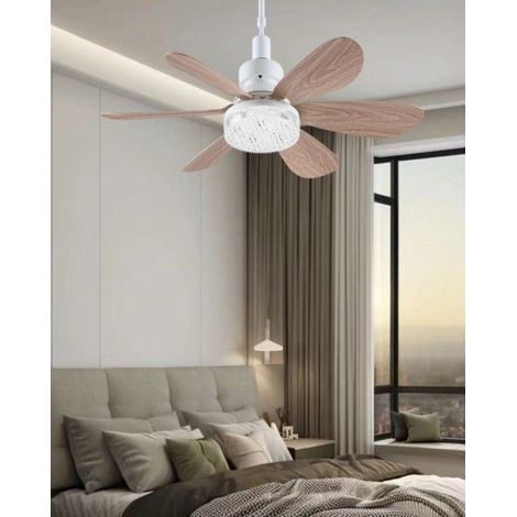 Sechsflügelige Ventilatorleuchte, 40 W, 52 cm, Flügel in Holzoptik, milchig-weiße Abdeckung mit Lampenfassung – Olivgrün (1/4)