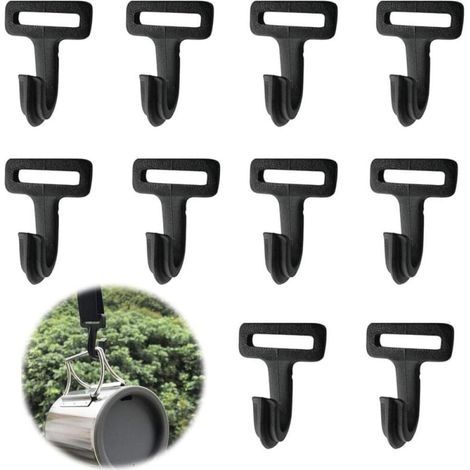 Crochet de tente en plastique extérieur crochet de corde de poteau boucle de tente crochet de bâche de tente adapté pour auvent de tente crochet multifonctionnel camping noir 10 pièces (1/5)