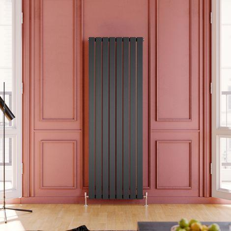 ELEGANT Vertical Radiator Single Flat Panel 1800x608mm Designer Anthracite Radiator with Chrome Thermostatic Radiator Valves (1/5)
