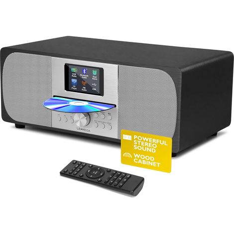 MSY6 Bluetooth Stereo Hi-Fi System (Dab+, CD Player, 100W, Acoustic Wooden Cabinet, Stereo System, USB, AUX, FM Radio, Bluetooth Transmission, 40 Presets) Anthracite (1/5)