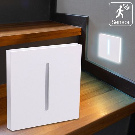 LED Treppenleuchten mit Bewegungsmelder eckig weiß 1,5W - Lichtfarbe: Kaltweiß - Lichtaustritt: Fokus (1/5)