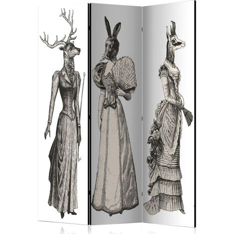 Paravent Chic Zoo Déco : Élégance Animalière en 3 Volets - Beige et Noir (1/5)