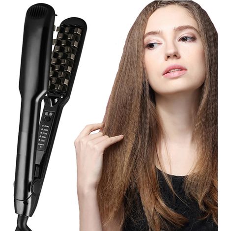 Fer à friser céramique grille 3D professionnel volumateur, fer à onduler crêpe, lisseur plat gonflant pour coiffure, outil de coiffage. (1/5)