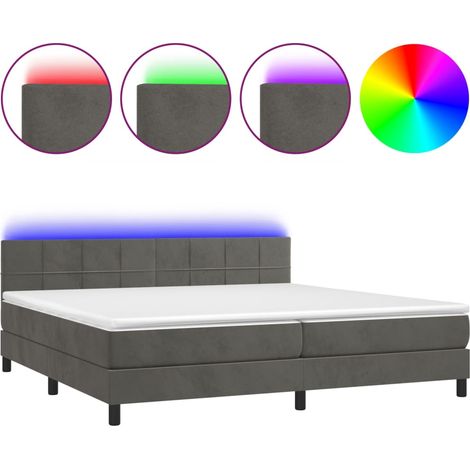 Maison Exclusive - Letto a Molle con Materasso e LED Grigio Scuro 200x200 cm (1/5)
