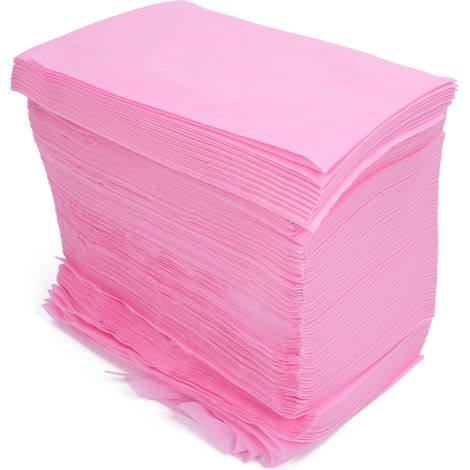 Paquet de 100 draps jetables, en tissu non tissé doux, de qualité professionnelle, avec trous (rose) (1/5)