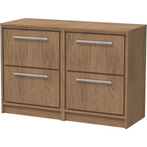Longnor 4 Drawer Floor Standing Vanity Unit with Worktop, Antique Oak, 600mm