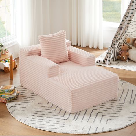 Sofá chaise longue de corduroy, sin montaje, versátil, tejido de corduroy rosa (1/5)