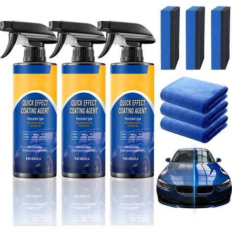 Lot de 3 Spray Auto Quick Effect – Revêtement Protecteur, Polish et Nettoyant Vitres Sans Eau, Brillance Instantanée, Protection Peinture (1/5)