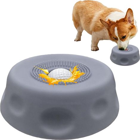 Gamelle à friandises avec balle à lécher  17,4 x 5,7 cm, alimentation lente, balle ludique, capacité de 250 ml, base antidérapante en silicone, accessoire léger pour animaux, solution de voyage pour c (1/5)