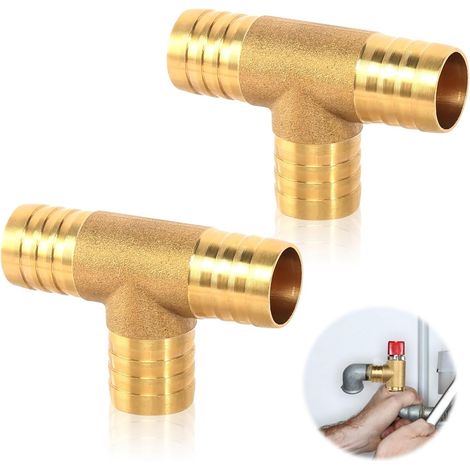2 pièces Raccords de Tuyau en T en Laiton Tuyau Air Comprimé 19mm Raccord de Tuyau de Carburant 3 Voies pour Air Eau Huile Carburant, Air, Eau (1/5)
