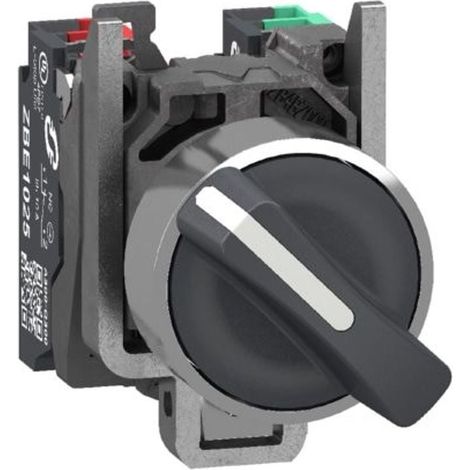 Selettore a leva Harmony XB4 Ø22 2 posizioni fisse nero 1NA+1NC Push In - XB4BD255