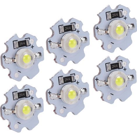 25 pièces 5 V puces LED 200LM 3 W perles de lampe haute puissance pour luminaires de bricolage blanc pur 6000-6500 K (1/5)