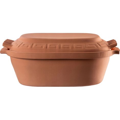 Maceta de terracota, capacidad de 6 litros, forma ovalada, color marrón. (1/5)