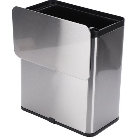 Poubelle murale carrée en acier inoxydable de 8 L avec couvercle coulissant, idéale pour la cuisine, le bureau ou la salle de bain. (1/5)