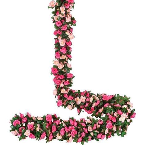 Guirlande de fleurs artificielles - Rose - 250 cm - 4 pièces - Soie - Décoration mariage et jardin (1/5)