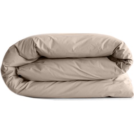 Housse de couette uni percale de coton MANOIR 200x200 cm (1/5)
