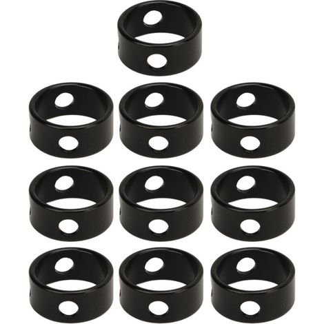Lot de 10 tendeurs de corde ronds pour tente, antidérapants et réglables, en alliage d'aluminium, pour camping et randonnée (noir). (1/5)