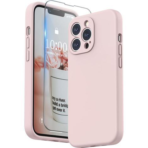 Coque en silicone liquide pour iPhone 13 Pro, protection individuelle pour chaque objectif, antichoc, en caoutchouc, iPhone 13 Pro 6,1 pouces (rose) (1/5)