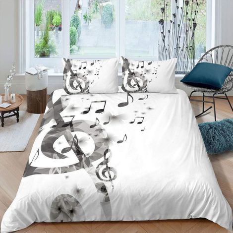 Bettwäsche-Set 220x240 cm mit Musiknoten & Schmetterlingen, 3-teilig