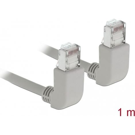 Delock Cable de red RJ45 Cat.6A S/FTP acodado hacia arriba / hacia arriba 1 m
