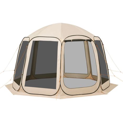 Tente Moustiquaire Pop-Up 3660x3380x2300 mm, 10-12 Personnes, Abri Portable avec Sac de Transport, Parois en Filet, Piquets Inclus, pour Jardin, Patio, Activités Extérieures, Beige (1/5)