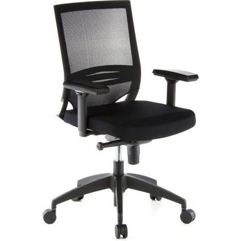 Siège de bureau / Fauteuil de direction PORTO BASE, assise tissu / dossier maille, noir hjh OFFICE